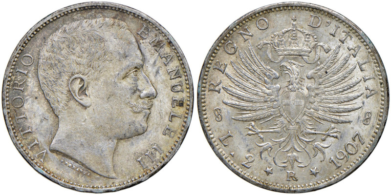 Vittorio Emanuele III (1900-1946) 2 Lire "Aquila sabauda" 1907 - Nomisma 1157 AG...