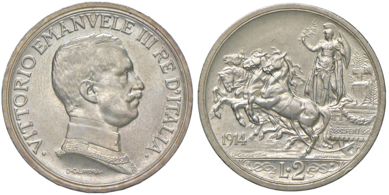 Vittorio Emanuele III (1900-1946) 2 Lire "Quadriga briosa" 1914 - Nomisma 1163 A...