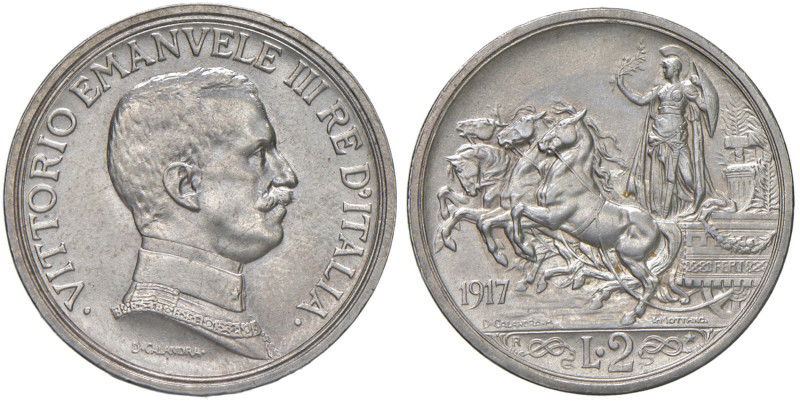 Vittorio Emanuele III (1900-1946) 2 Lire "Quadriga briosa" 1917 - Nomisma 1166 A...