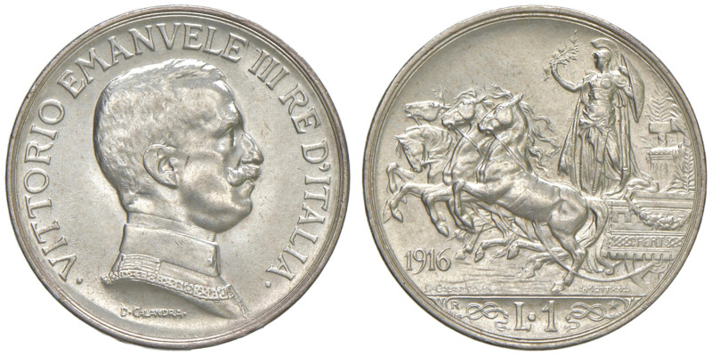 Vittorio Emanuele III (1900-1946) Lira "Quadriga briosa" 1916 - Nomisma 1204 AG ...