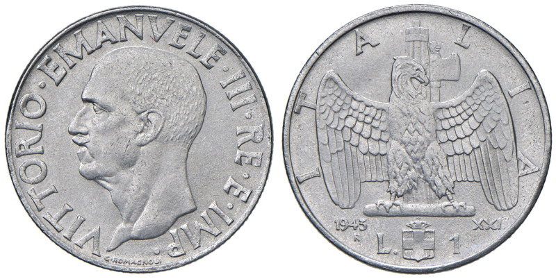 Vittorio Emanuele III (1900-1946) Lira "Impero" 1943 An. XXI - Nomisma 1232 AC R...