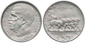 Vittorio Emanuele III (1900-1946) 50 Centesimi "Leoni" 1925 contorno liscio - Nomisma 1241 NI

SPL+