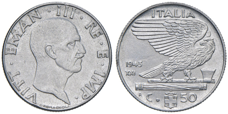 Vittorio Emanuele III (1900-1946) 50 Centesimi "Impero" 1943 An. XXI - Nomisma 1...