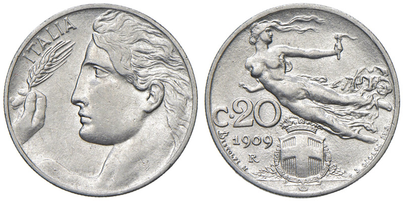 Vittorio Emanuele III (1900-1946) 20 Centesimi "Libertà librata" 1909 - Nomisma ...