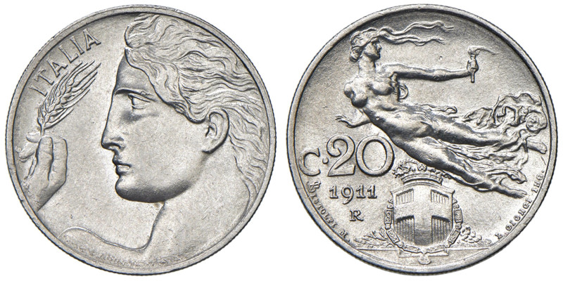 Vittorio Emanuele III (1900-1946) 20 Centesimi "Libertà librata" 1911 - Nomisma ...