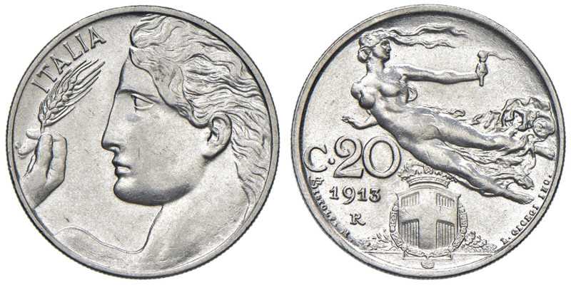 Vittorio Emanuele III (1900-1946) 20 Centesimi "Libertà librata" 1913 - Nomisma ...