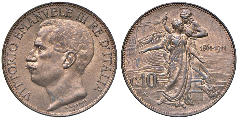 Vittorio Emanuele III (1900-1946) 10 Centesimi "Cinquantenario" 1911 - Nomisma 1...