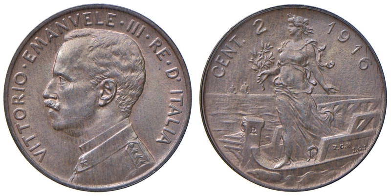 Vittorio Emanuele III (1900-1946) 2 Centesimi "Italia su prora" 1916 - Nomisma 1...