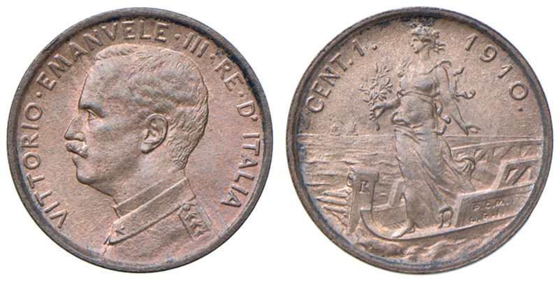 Vittorio Emanuele III (1900-1946) Centesimo "Italia su prora" 1910 - Nomisma 139...