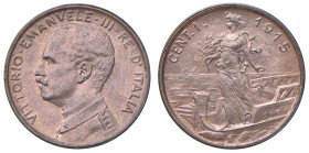 Vittorio Emanuele III (1900-1946) Centesimo "Italia su prora" 1915 - Nomisma 1403 CU 

FDC