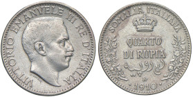 Vittorio Emanuele III Somalia (1909-1925) Quarto di rupia 1910 - Nomisma 1427 AG R

BB
