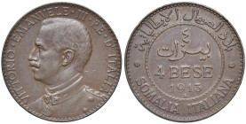 Vittorio Emanuele III Somalia (1909-1925) 4 Bese 1913 - Nomisma 1431 CU RR

BB+/SPL