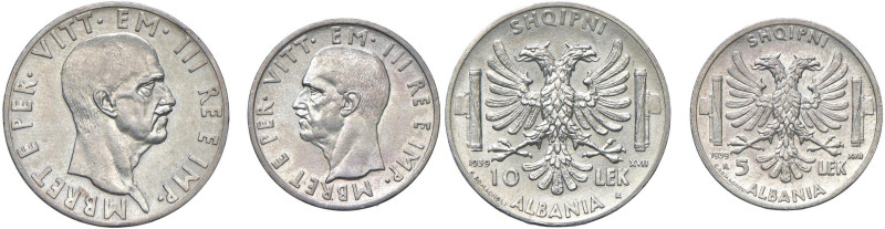 Vittorio Emanuele III Albania (1939-1943) 10 e 5 Lek 1939 An. XVII - Nomisma 144...