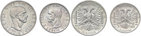 Vittorio Emanuele III Albania (1939-1943) 10 e 5 Lek 1939 An. XVII - Nomisma 1447 e 1448 AG Colpetti.

qSPL