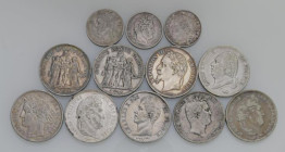 FRANCIA Lotto da 12 monte d'argento da Luigi XVIII (1815-1824) alla Terza repubblica (1871-1940) come da foto.

Come da foto