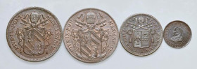 ROMA Lotto multiplo da 4 monete in CU: Gregorio XVI Mezzo baiocco 1844, Pio IX Baiocco 1849, Baiocco 1850 e Centesimo 1866

Come da foto