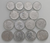 Vittorio Emanuele III (1900-1946) Lotto di 15 monete in AC, NI: tre monete da 2 Lire anni 1939, 1940; tre monete da una Lira anni 1939, 1942; due mone...