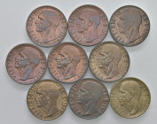Vittorio Emanuele III (1900-1946) lotto di 9 monete da 10 Centesimi anni 1936, 1937, 1938, 1939, 1940, 1941, 1942, 1943

Come da foto