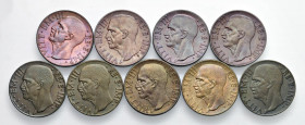 Vittorio Emanuele III (1900-1946) Lotto da nove monete da 10 Centesimi anni 1936, 1937, 1938, 1939, 1940, 1941, 1942, 1943

come da foto