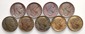 Vittorio Emanuele III (1900-1946) Lotto da nove monete da 5 Centesimi "Impero" anni 1936, 1937, 1938, 1939, 1940, 1941, 1942, 1943. 

come da foto