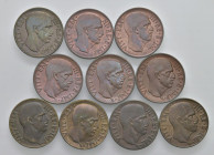 Vittorio Emanuele III (1900-1946) Lotto di 10 monete da 5 Centesimi anni 1936, 1937, 1938, 1939, 1940, 1941, 1942, 1943

Come da foto