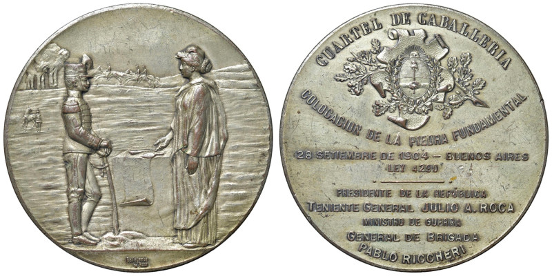 ARGENTINA Medaglia 1904 Posa della prima pietra della caserma di cavalleria - Op...