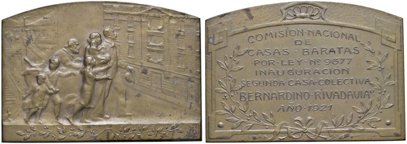 ARGENTINA Placchetta 1921 Inaugurazione seconda casa collettiva - Opus: Gottuzzo...
