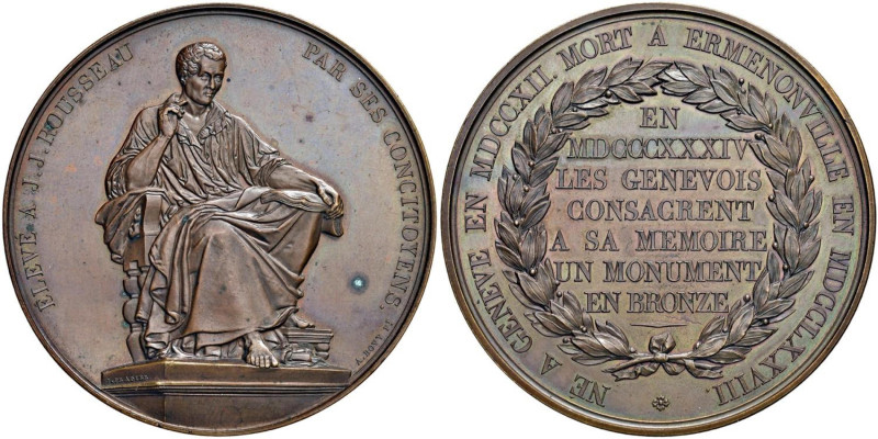 FRANCIA J. J. Rousseau (1712-1778) Medaglia 1834 Monumento eretto in onore di Ro...