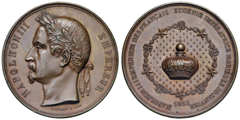 FRANCIA Napoleone III (1852-1870) Medaglia 1853 Napoleone incoronato imperatore ...