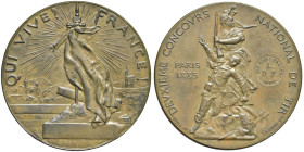 FRANCIA Medaglia 1885 Decimo concorso nazionale di tiro a segno - Opus: A. Mercie H. Dubois (g 93,00 - Ø 59 mm) Punzone "CUIVRE" sul contorno.

SPL