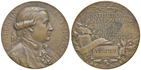 FRANCIA Valentin Hauy (1745-1822) Medaglia 1887 Premio dell'istituto della gioventù cieca di Parigi a A. Péphau - Opus: F. Vernon AE (g 60,38 - 50 mm)...