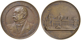 GERMANIA Otto von Bismark (1871-1890) Medaglia 1894 Inaugurazione del palazzo del Reichstag a Berlino - AE (g 321 - Ø 100 mm) Colpetto al bordo, modes...