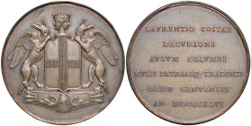 GENOVA Lorenzo Costa (1798-1861) Medaglia 1846 Riconoscimento per la pubblicazione dell'opera de "Cristoforo Colombo" Opus: Galeazzi AE (g 78 - Ø 54,5...