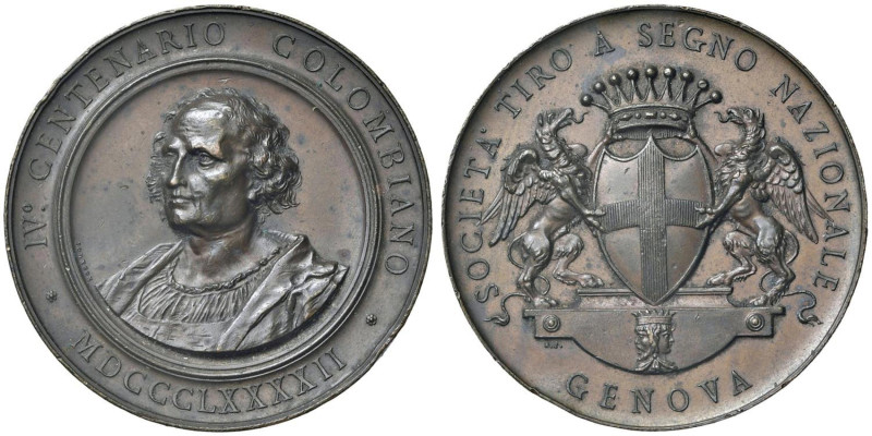 GENOVA Cristoforo Colombo (1451-1506) Medaglia 1892 Società Tiro a Segno Naziona...