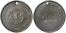 GENOVA Gettone n° 208 1892 Esposizione italoamericana AE (g 19 - Ø 40,43 mm) Foro. Holed.

BB