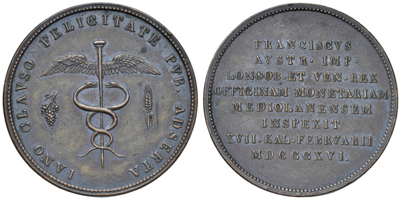 MILANO Francesco I (1815-1859) Medaglia 1816 Visita alla zecca di Milano - Turri...