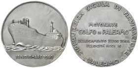 PALERMO Medaglia 1959 Motonave "Golfo di Palermo" - Opus: Stabilimento Johnson AG (g 94,05 - Ø 60 mm) Colpetti al bordo e segnetti

M.di SPL