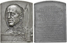 PESCARA Gabriele d'Annunzio (1863-1938) Placchetta senza data in onore della città del poeta - Opus: Donzelli inc. Peltro (g 69,33 - 59x45 mm) 

SPL...