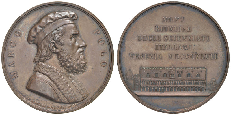 VENEZIA Marco Polo (1254-1324) Medaglia 1847 Riunione scienziati italiani - Opus...