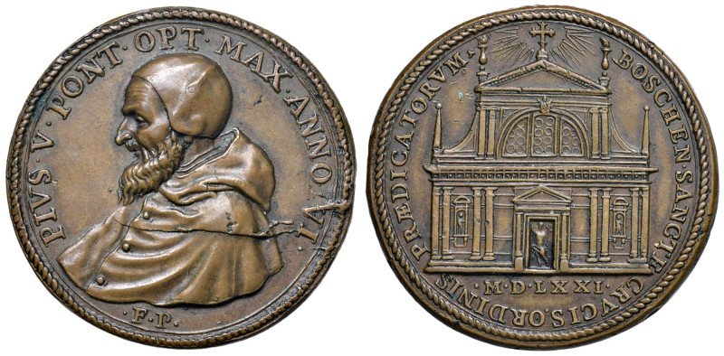 Pio V (1566-1572) Medaglia coniata 1571 - Riconio Posteriore - Consacrazione del...