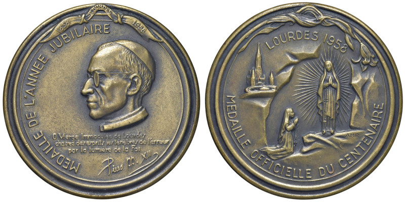 Pio XII (1939-1958) Medaglia 1958 Giubileo Centenario dell'apparizione della Mad...