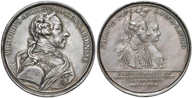 Vittorio Amedeo III (1773-1796) Medaglia 1775 Nozze Carlo Emanuele e Maria Cloti...