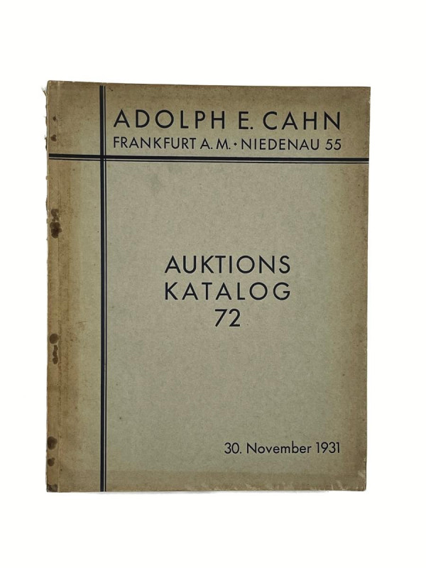 LIBRI MODERNI Adolph E. Cahn catalogo d'asta n° 72, 30 novembre 1931 Francoforte...