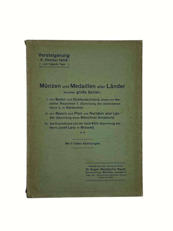 LIBRI MODERNI Eugen Merzbacher Nachf catalogo d'asta 6 ottobre 1908 Monaco