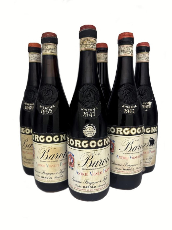 Verticale Barolo Borgogno Riserva Langhe 1947 - 1 bt TS 1955 - 1 bt TS 1967 - 2 ...