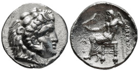 KINGS OF MACEDON. Alexander III 'the Great' (336-323 BC). Tetradrachm.
Obv: Head of Herakles right, wearing lion skin.
Rev: AΛEΞANΔPOY.
Zeus seated le...
