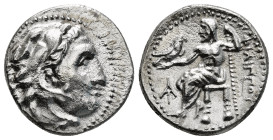 KINGS OF MACEDON. Alexander III 'the Great' (336-323 BC). Drachm.
Obv: Head of Herakles right, wearing lion skin.
Rev: AΛΕΞΑΝΔΡΟΥ.
Zeus seated left on...