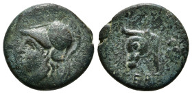 MYSIA. Pergamon. Ae (310-282 BC).
Obv: Helmeted head of Athena left.
Rev: ΠΕΡΓΑ.
Forepart of bull left; to right, owl standing left, head facing.
SNG ...