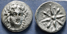 SATRAPS OF CARIA. Hidrieus (Circa 351/0-344/3 BC). Trihemiobol. Halikarnassos.
Obv: Laureate head of Apollo facing slightly right, with drapery at nec...