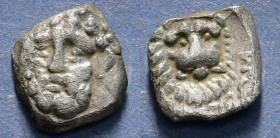 CILICIA. Isaura. Circa 333-322 BC. AR Hemiobol.
Obv: Head of Herakles facing slightly left.
Rev: Head of lion facing slightly right.
Göktürk 86.
Condi...